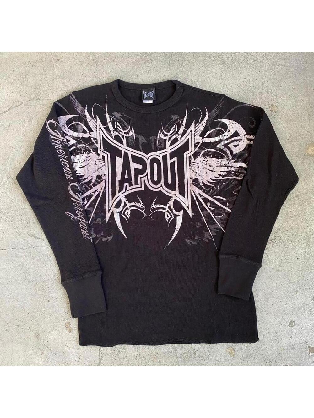 Vintage Y2K Tapout Tattoo Thermal Long Sleeve Black T Shirt